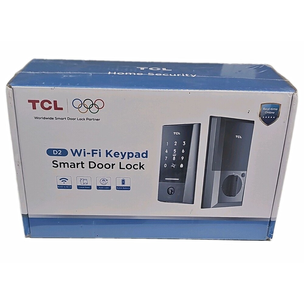 TCL D2 Wi-Fi Keypad Smart Door Lock Gray Matte Metal, App, Auto Lock, Alexa